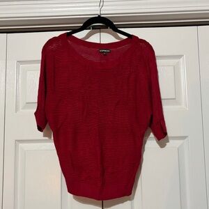 Express Women's Open Stitch Crew Neck Sweater in Rich Red with Dolman sleave